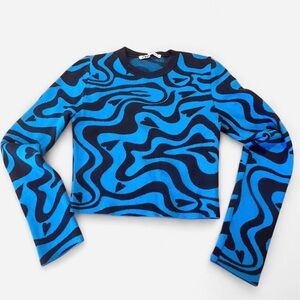 ZARA Blue and Black Swirl Sweater